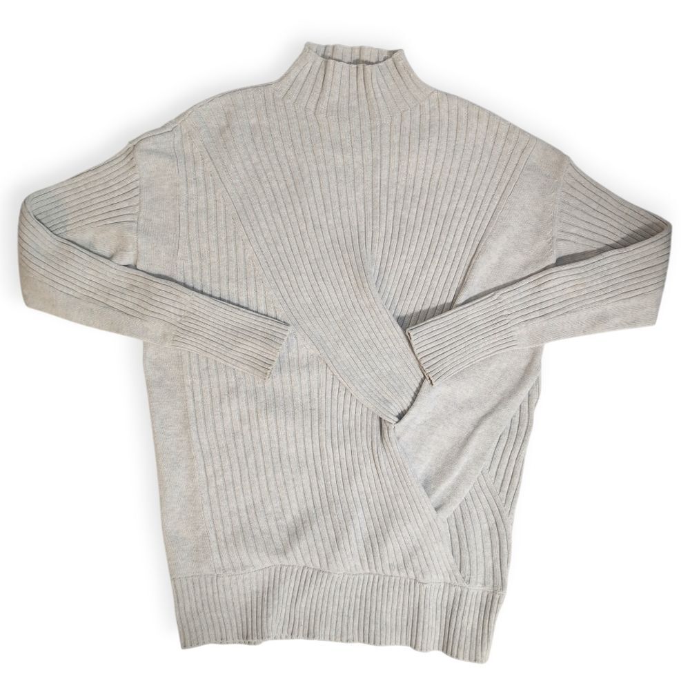 Rag & Bone Cotton Ribbed Twist Front Tunic Sweater